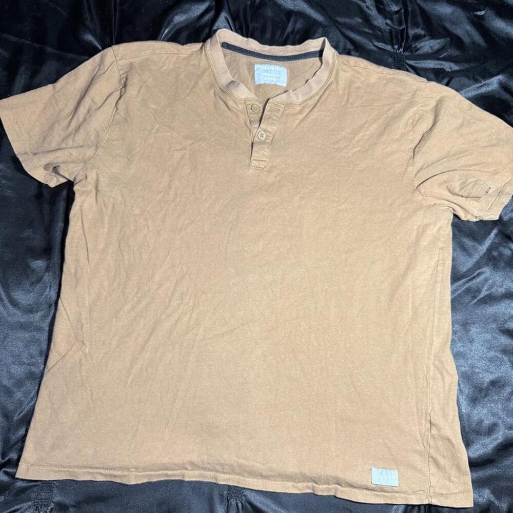 Hollister co tan henley shirt
